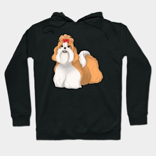 Red & White Shih Tzu Dog Hoodie